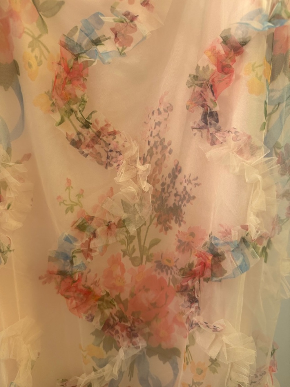 SHEIN Apricot Midi Dress with Pink & Blue Floral Print - Picture 3 of 8